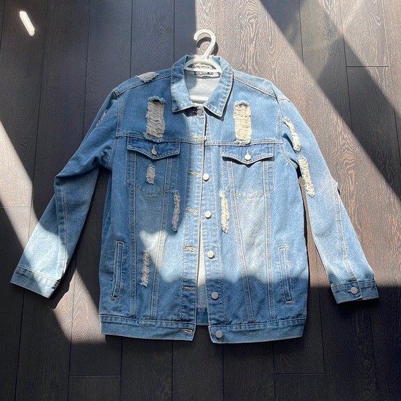 Distressed baby blue jean jacket from Shein - Picture 1 of 5